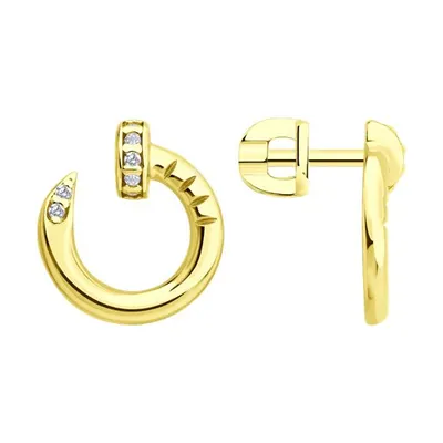 Серьги из золочёного серебра с фианитами из серебро