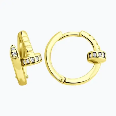 Серьги из золочёного серебра с фианитами из золочение желтое