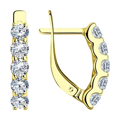 Серьги из золочёного серебра с фианитами из серебро