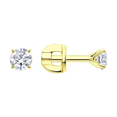 Серьги из золочёного серебра с фианитами из серебро