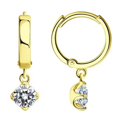 Серьги из золочёного серебра с фианитами из серебро