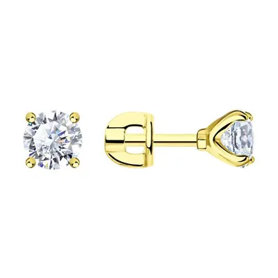 Серьги из золочёного серебра с фианитами из серебро