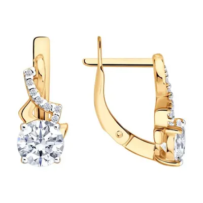 Серьги из золочёного серебра с фианитами из серебро