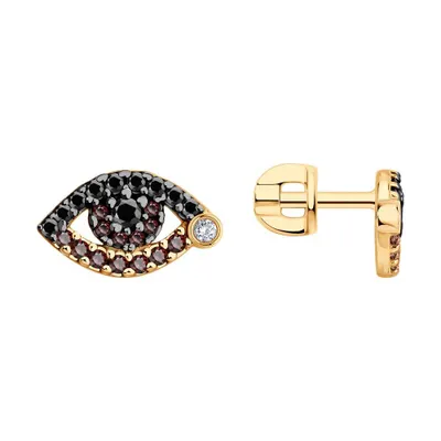 Серьги из золочёного серебра с фианитами из серебро