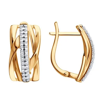 Серьги из золочёного серебра с фианитами из серебро