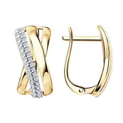 Серьги из золочёного серебра с фианитами из серебро