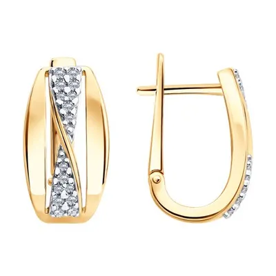 Серьги из золочёного серебра с фианитами из серебро