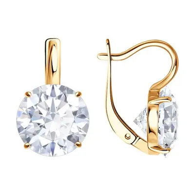 Серьги из золочёного серебра с фианитами из серебро