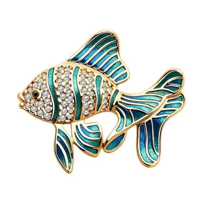 Брошь из золочёного серебра с фианитами и эмалью из серебро