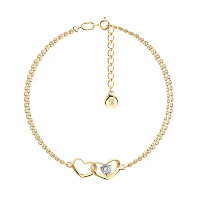 Браслет из золоченого серебра с фианитом из серебро