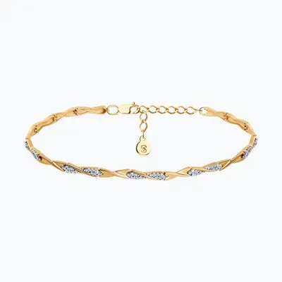 Браслет из золочёного серебра с фианитами из серебро