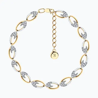 Браслет из золочёного серебра с фианитами из золочение розовое