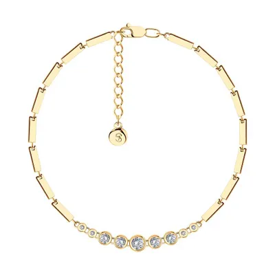 Браслет из золочёного серебра с фианитами из серебро