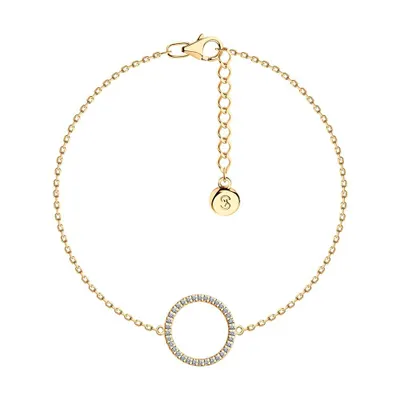 Браслет из золочёного серебра с фианитами из серебро