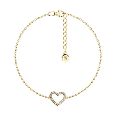 Браслет из золочёного серебра с фианитами из серебро