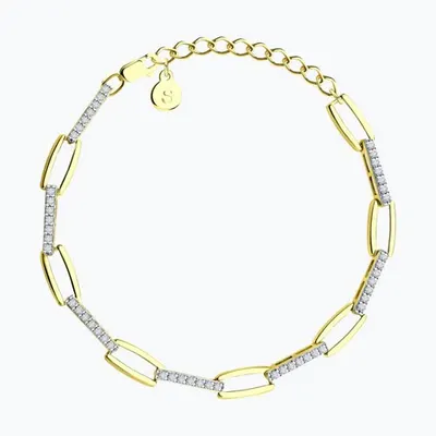 Браслет из золочёного серебра с фианитами из золочение желтое