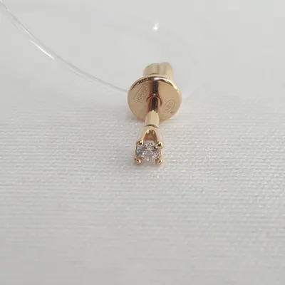 Серьга одиночная из серебра с фианитом из серебро