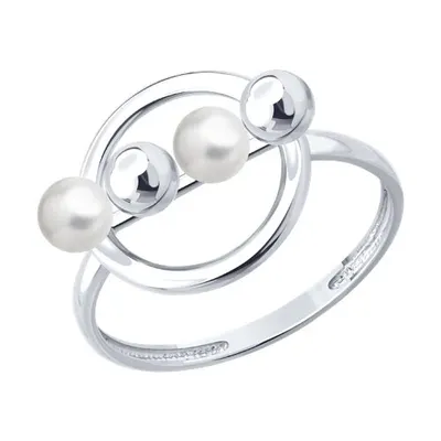 Кольцо из серебра с синтетическим жемчугом из серебро
