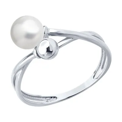 Кольцо из серебра с синтетическим жемчугом из серебро