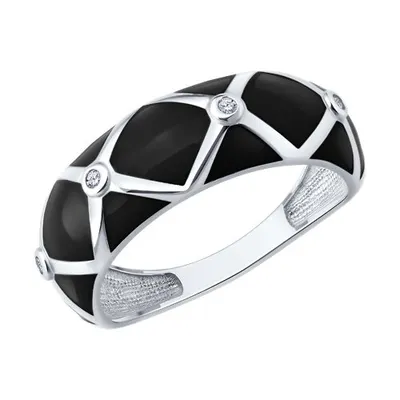 Кольцо из серебра с фианитами и эмалью из серебро