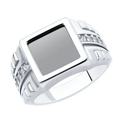 Кольцо из серебра с наношпинелью и фианитами из серебро