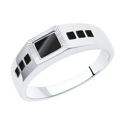 Кольцо из серебра с алмазной гранью и эмалью из серебро