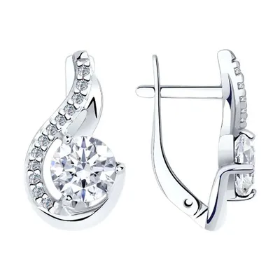 Серьги из серебра с фианитами из серебро