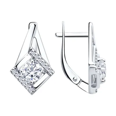 Серьги из серебра с фианитами из серебро