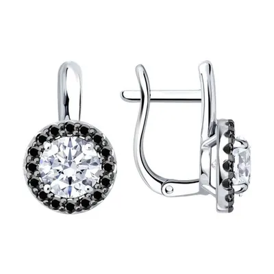 Серьги из серебра с фианитами из серебро