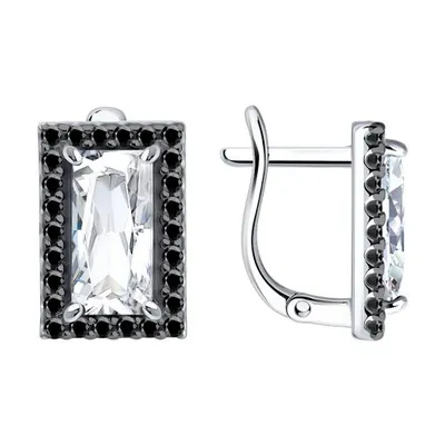 Серьги из серебра с фианитами из серебро