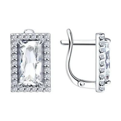 Серьги из серебра с фианитами из серебро