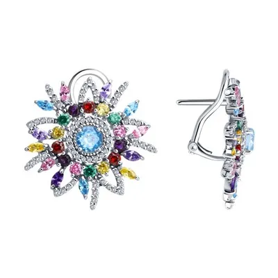 Серьги из серебра с фианитами из серебро