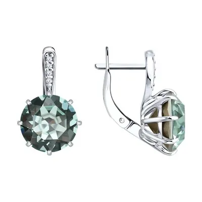 Серьги из серебра с кристаллами и фианитами из серебро