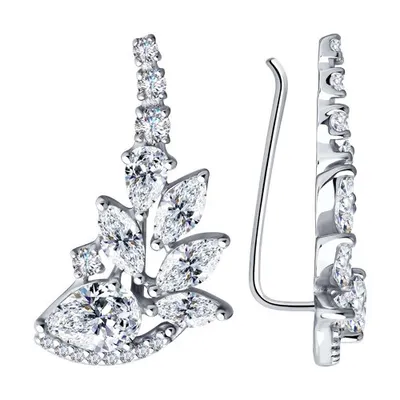 Серьги из серебра с фианитами из серебро