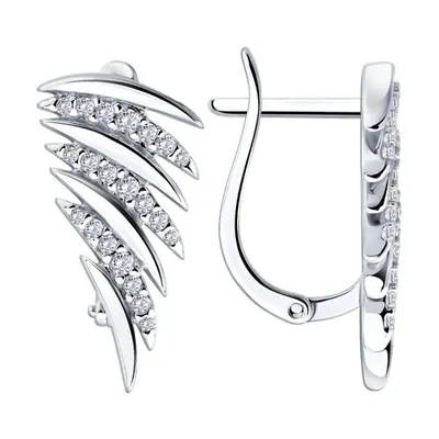 Серьги из серебра с фианитами из серебро