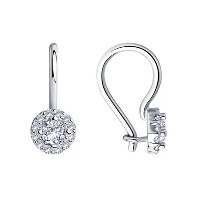 Серьги из серебра с фианитами из серебро