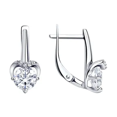 Серьги из серебра с фианитами из серебро