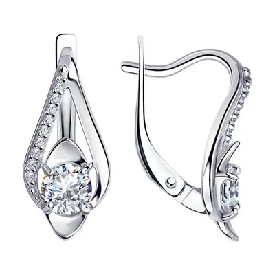 Серьги из серебра с фианитами из серебро