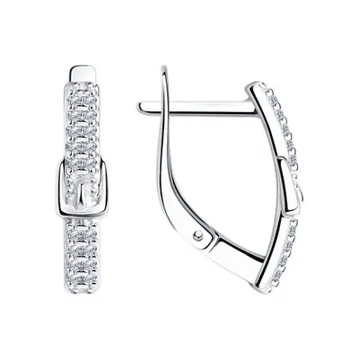 Серьги из серебра с фианитами из серебро