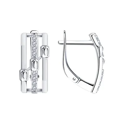 Серьги из серебра с фианитами из серебро