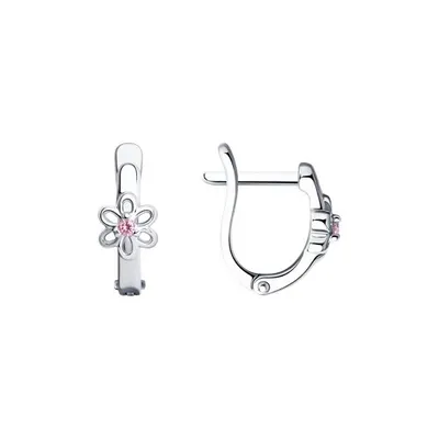 Серьги из серебра с фианитами из серебро