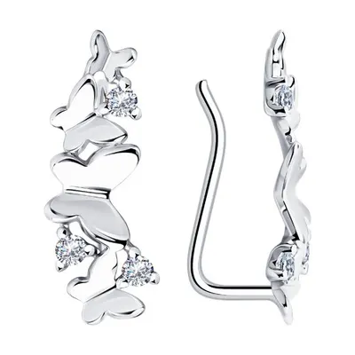 Серьги из серебра с фианитами из серебро