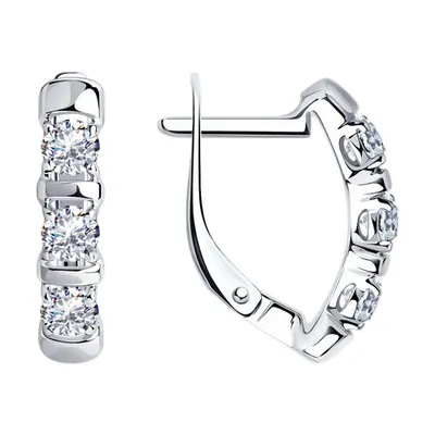 Серьги из серебра с фианитами из серебро