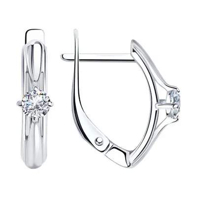 Серьги из серебра с фианитами из серебро