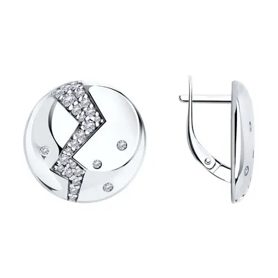 Серьги из серебра с фианитами из серебро