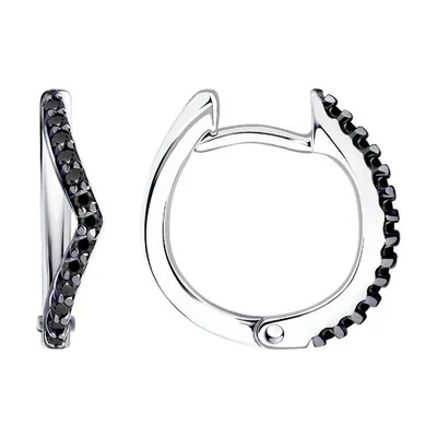 Серьги из серебра с фианитами из серебро