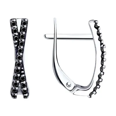 Серьги из серебра с фианитами из серебро