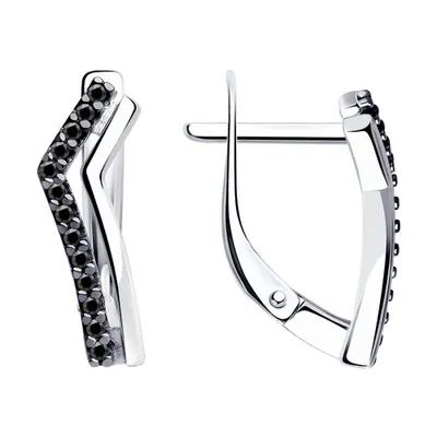 Серьги из серебра с фианитами из серебро