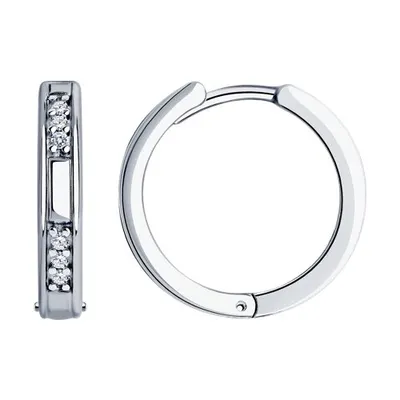 Серьги из серебра с фианитами из серебро