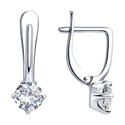 Серьги из серебра с фианитами из серебро